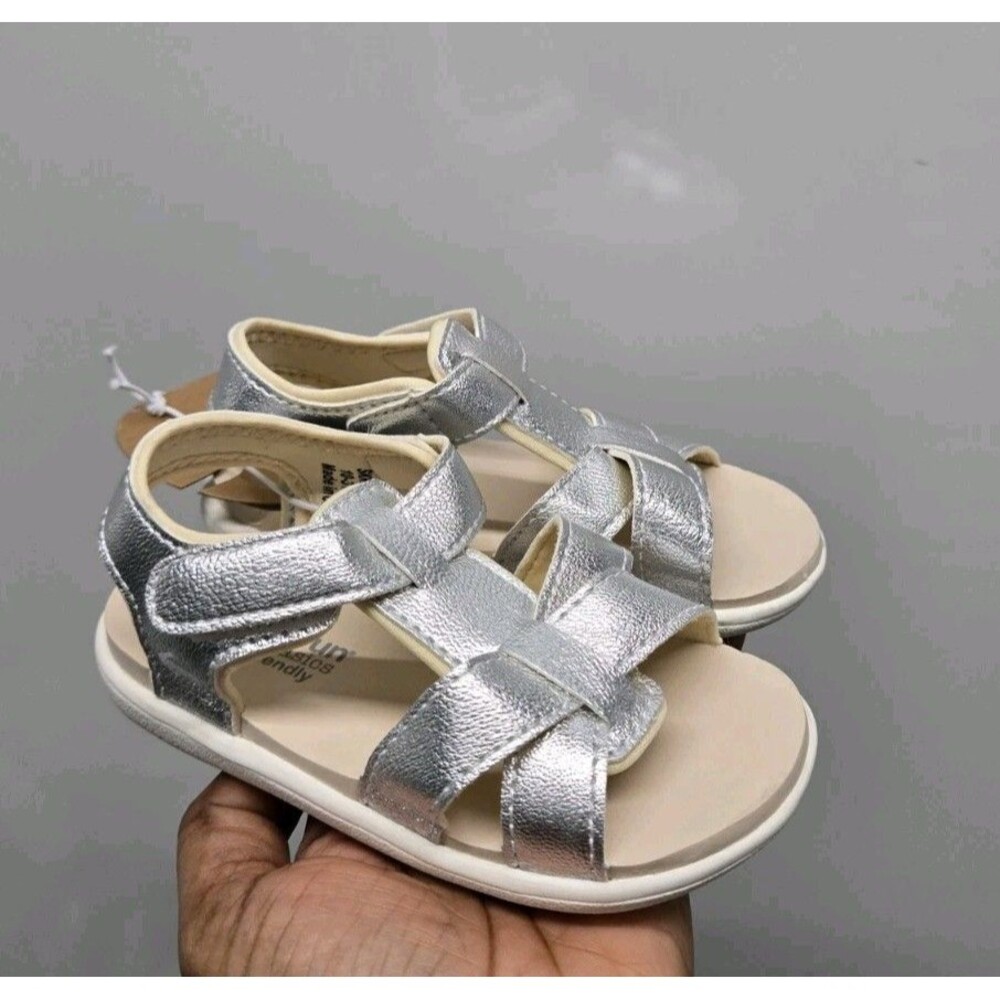See Kai Run Basics Toddler Logan T-Strap Unisex Sandals Silver - Picture 5 of 6